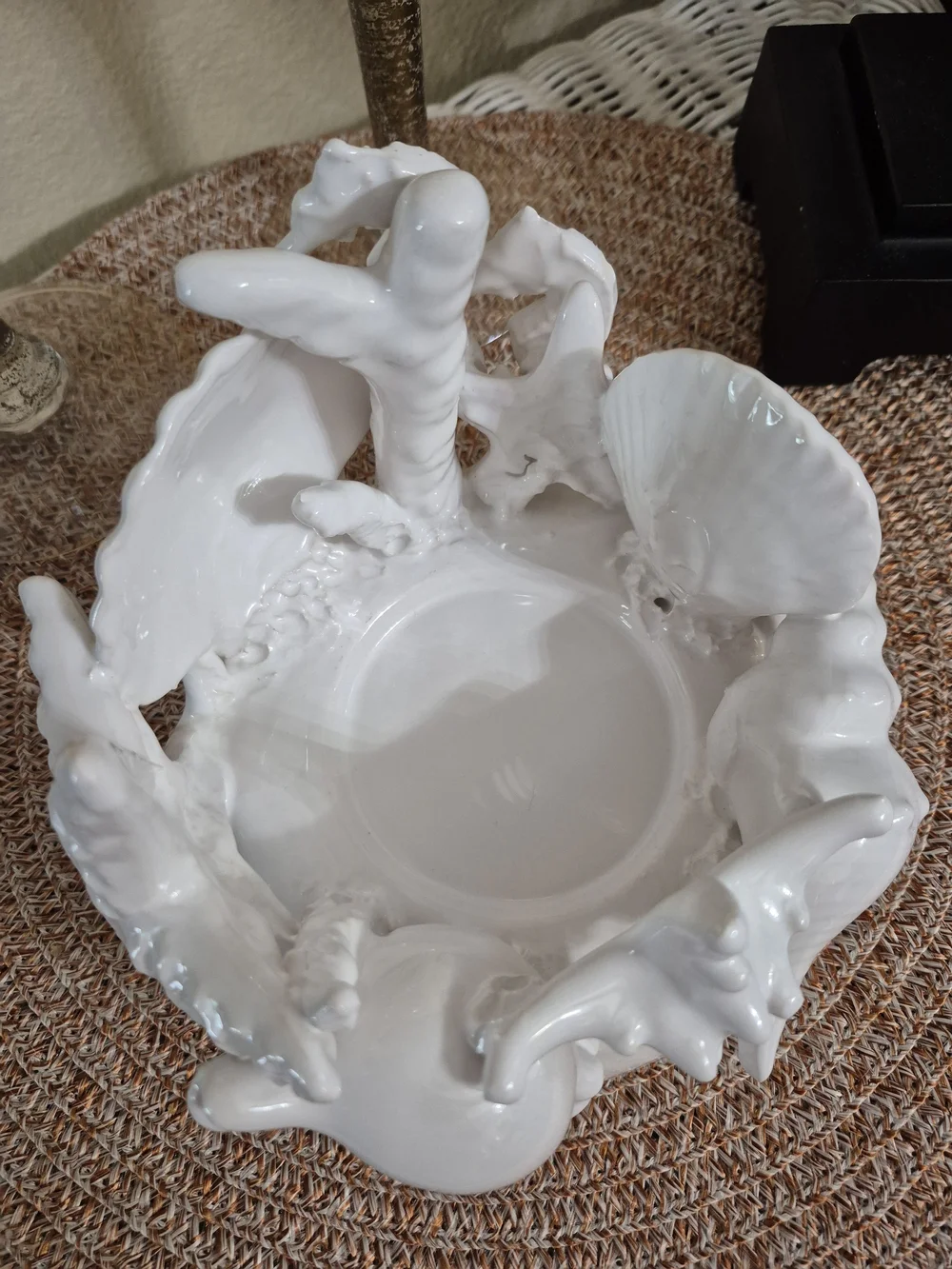 I Borbone Capodimonte White Ceramic Seashell Candle Holder